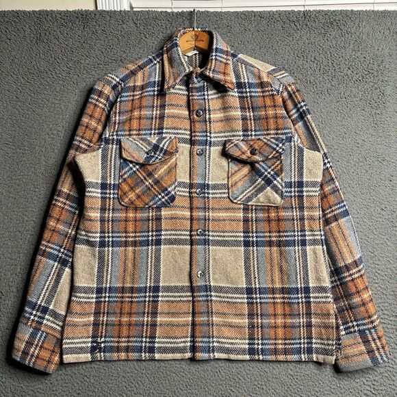 Vintage 60s Big Yank Check Plaid Button Up Flannel Medium Rockabilly Logger - Picture 4 of 12